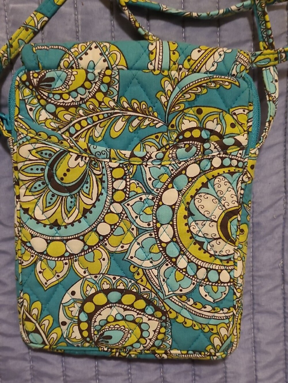 Vera Bradley Teal Yellow Paisley Crossbody - Picture 3 of 7